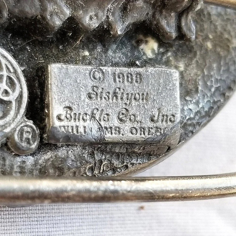 Belt Buckle Pewter 1988 Double Two American Bald Eagles USA‎ Made By Siskiyou